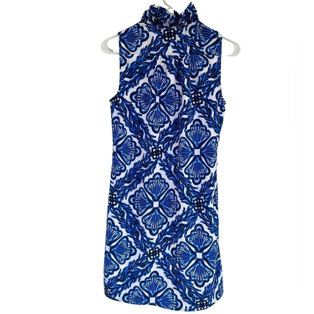 Southern Frock Ruffled V Neck Blue Dress - Picture 3 of 4